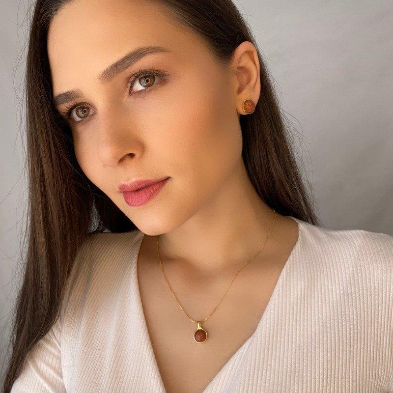 CONJUNTO FOLHEADO A OURO