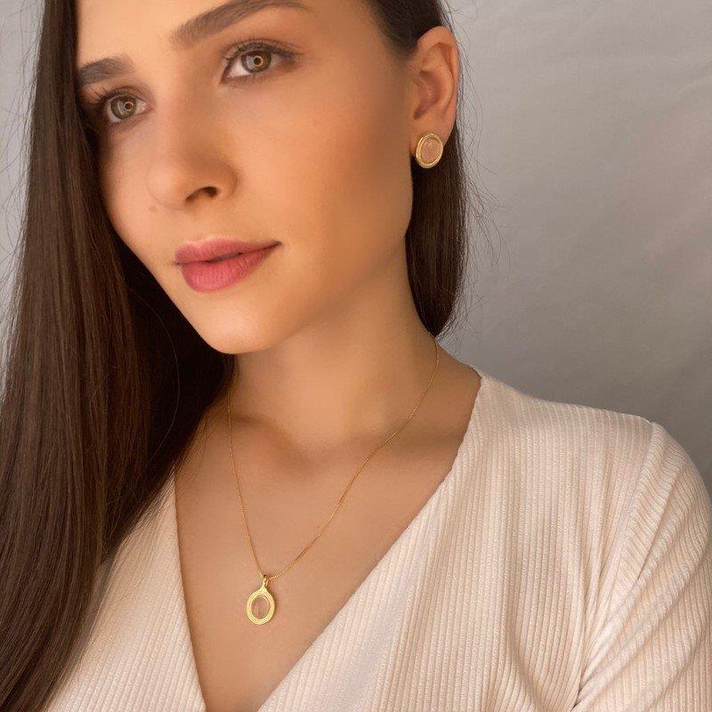 CONJUNTO FOLHEADO A OURO