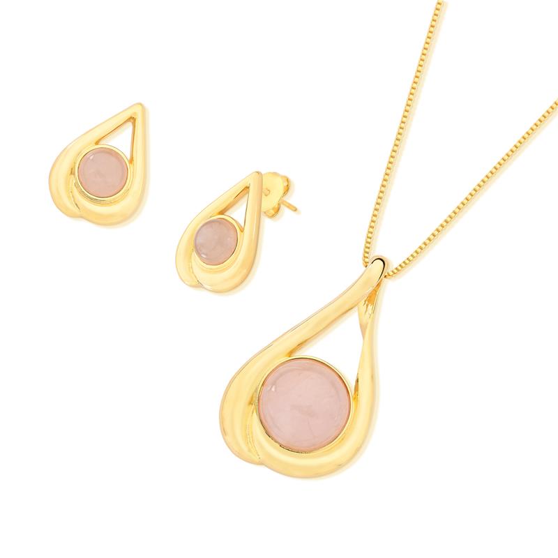 CONJUNTO FOLHEADO A OURO