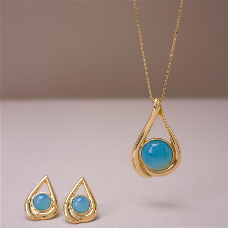 CONJUNTO FOLHEADO A OURO