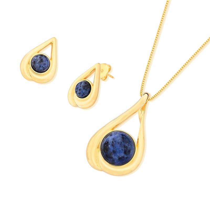 CONJUNTO FOLHEADO A OURO