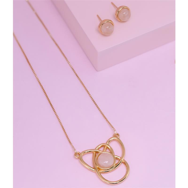 CONJUNTO FOLHEADO A OURO