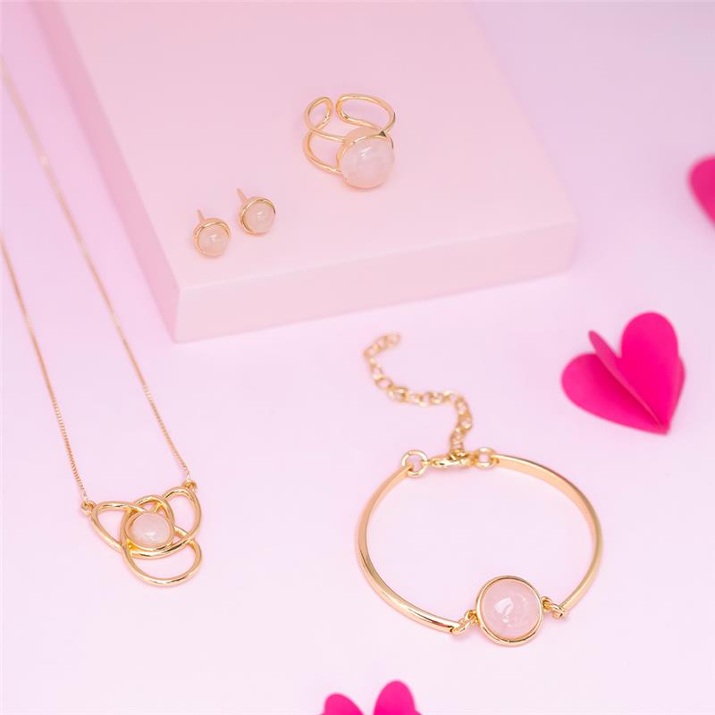 CONJUNTO FOLHEADO A OURO