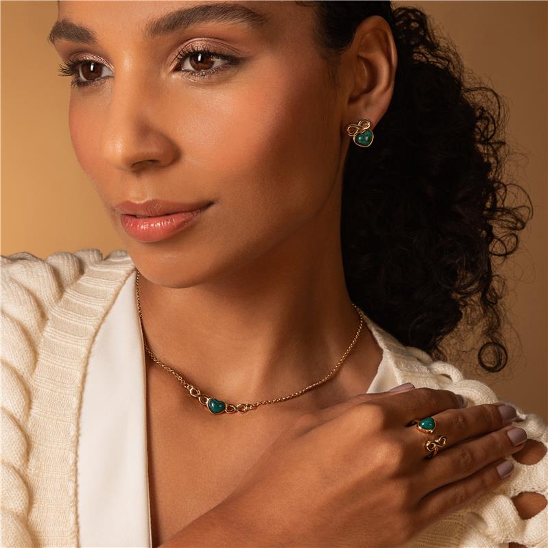 CONJUNTO FOLHEADO A OURO