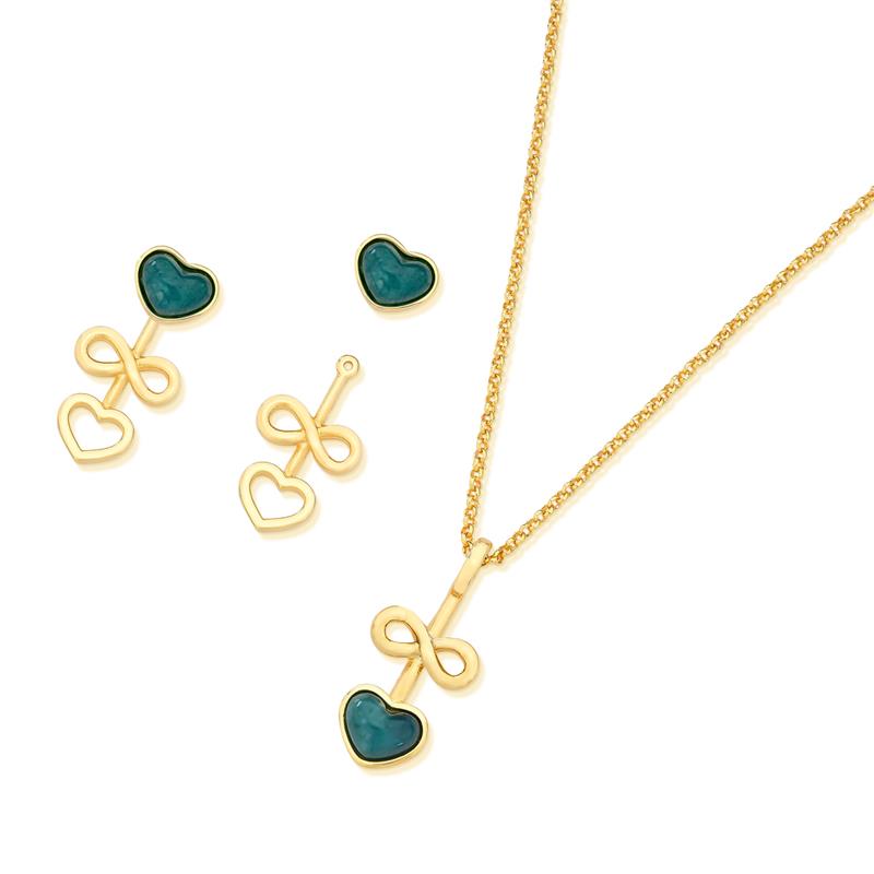 CONJUNTO FOLHEADO A OURO