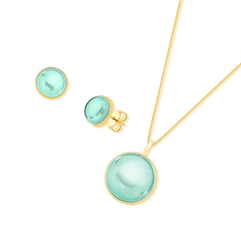 CONJUNTO FOLHEADO A OURO COM EFEITO PEROLADO