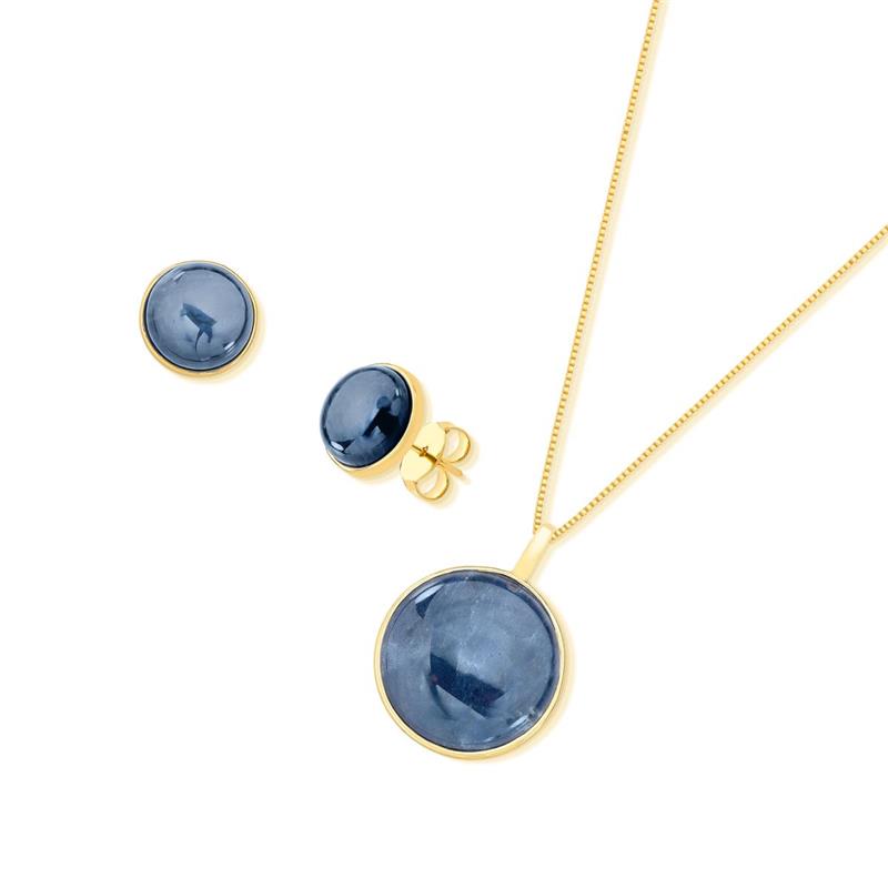 CONJUNTO FOLHEADO A OURO COM EFEITO PEROLADO