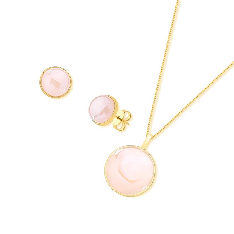 CONJUNTO FOLHEADO A OURO COM EFEITO PEROLADO