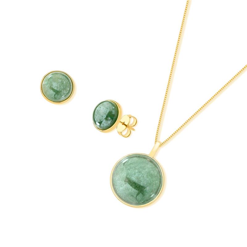 CONJUNTO FOLHEADO A OURO COM EFEITO PEROLADO