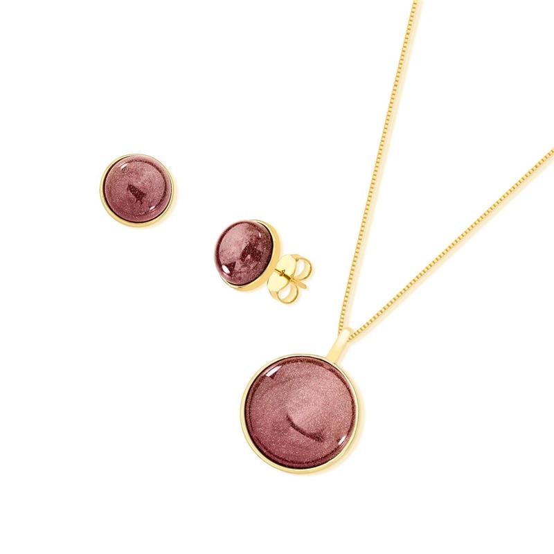 CONJUNTO FOLHEADO A OURO COM EFEITO PEROLADO