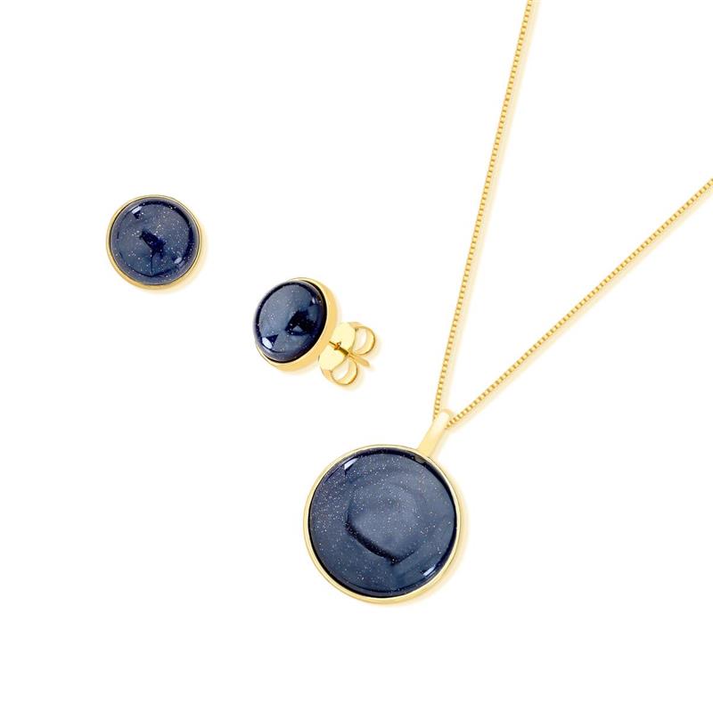 CONJUNTO FOLHEADO A OURO COM EFEITO PEROLADO