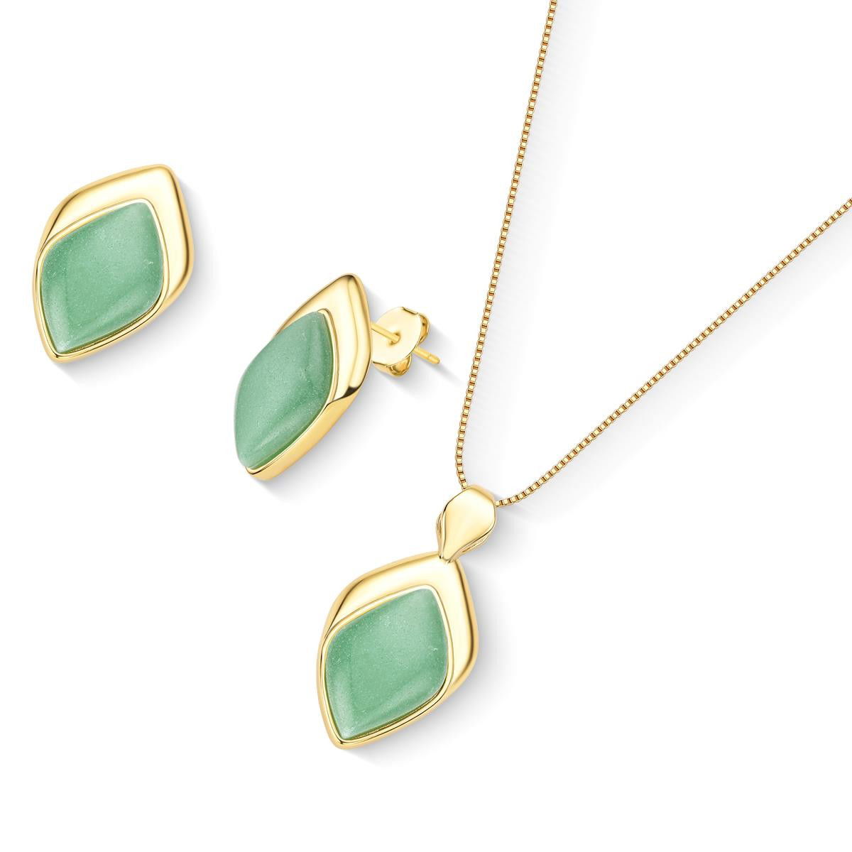 CONJUNTO FOLHEADO A OURO