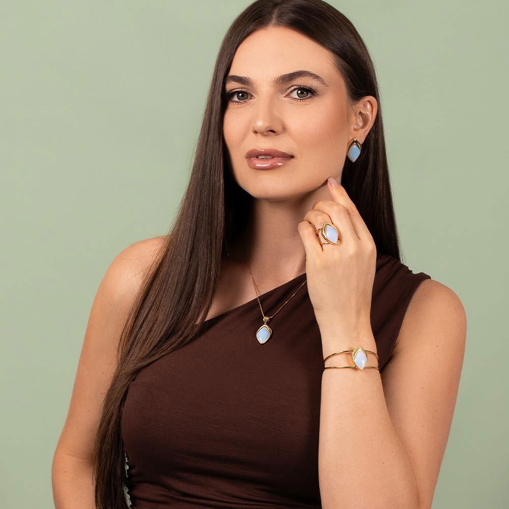 CONJUNTO FOLHEADO A OURO