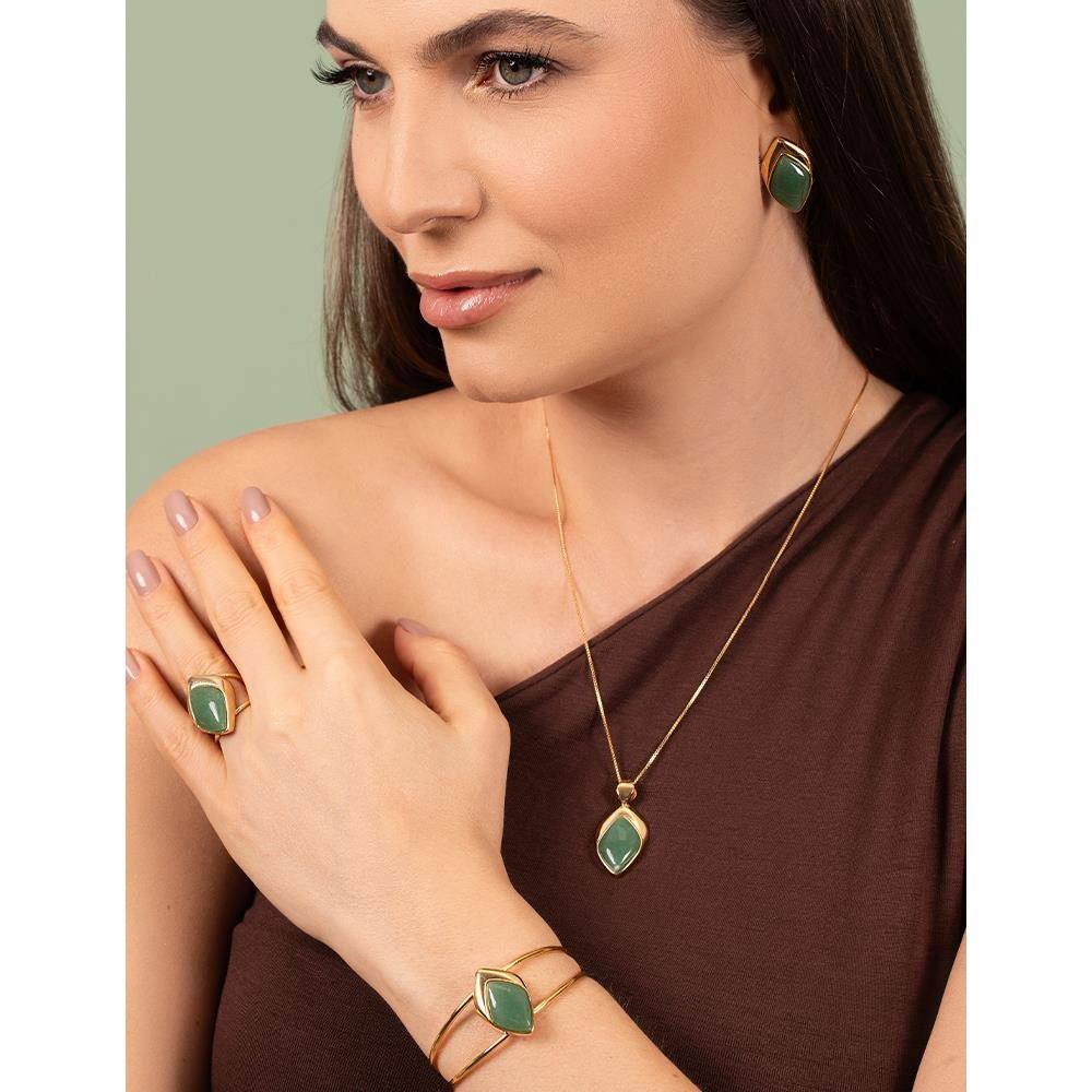 CONJUNTO FOLHEADO A OURO