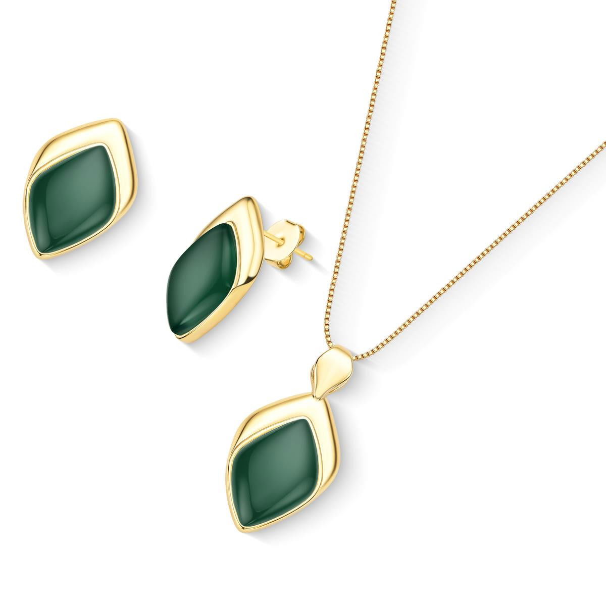 CONJUNTO FOLHEADO A OURO