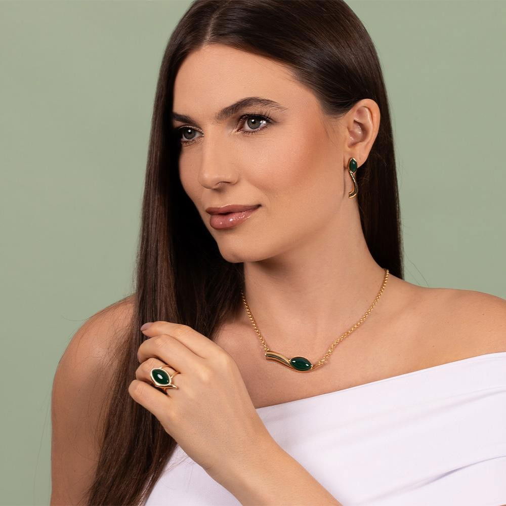 CONJUNTO FOLHEADO A OURO