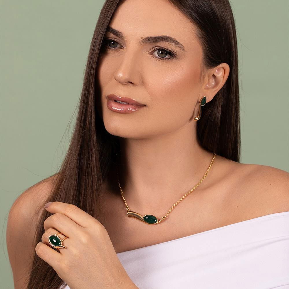 CONJUNTO FOLHEADO A OURO