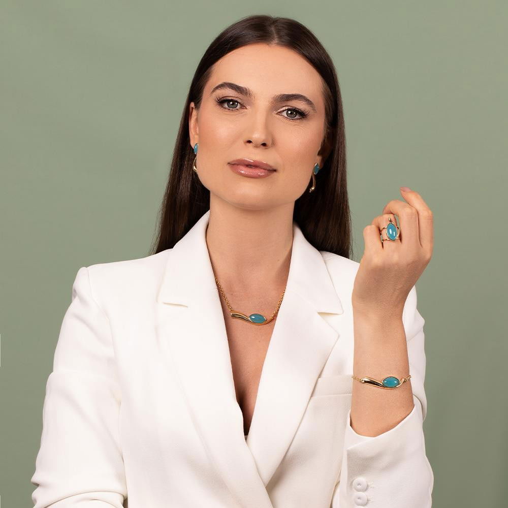 CONJUNTO FOLHEADO A OURO