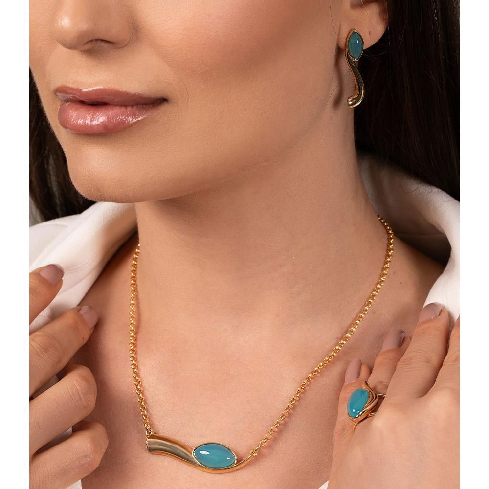 CONJUNTO FOLHEADO A OURO