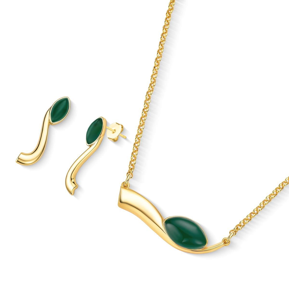 CONJUNTO FOLHEADO A OURO