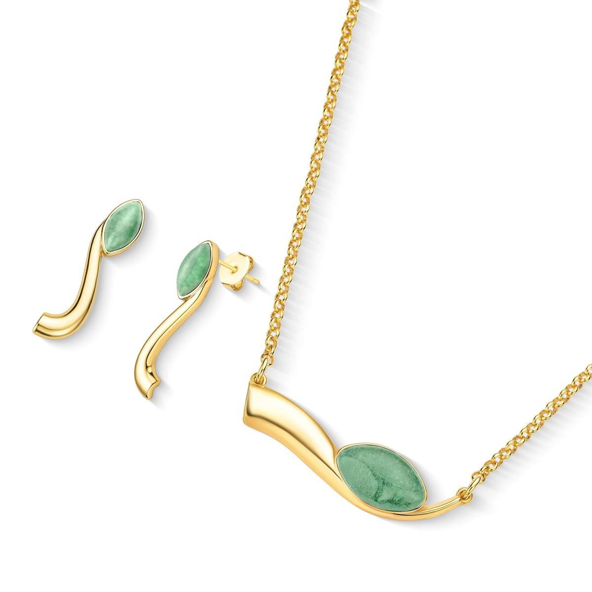 CONJUNTO FOLHEADO A OURO