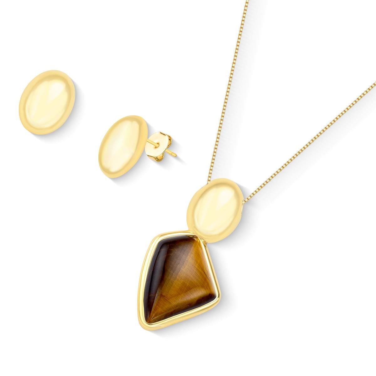 CONJUNTO FOLHEADO A OURO