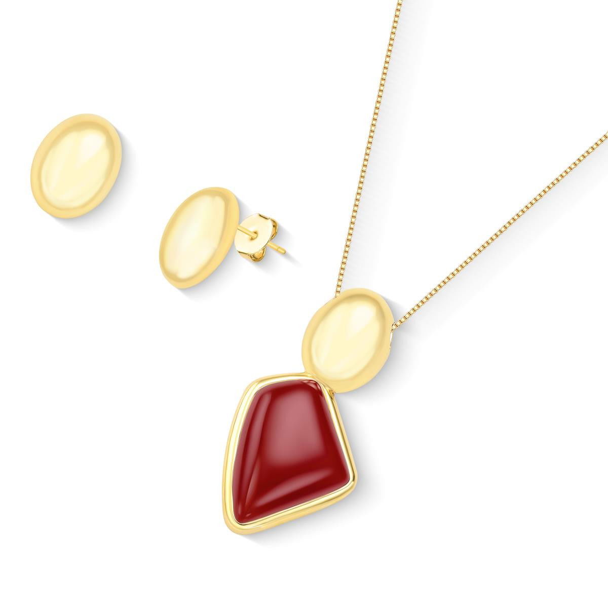 CONJUNTO FOLHEADO A OURO