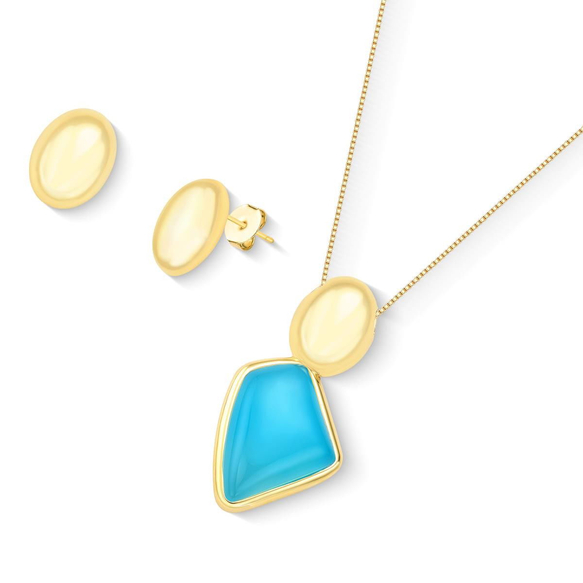 CONJUNTO FOLHEADO A OURO