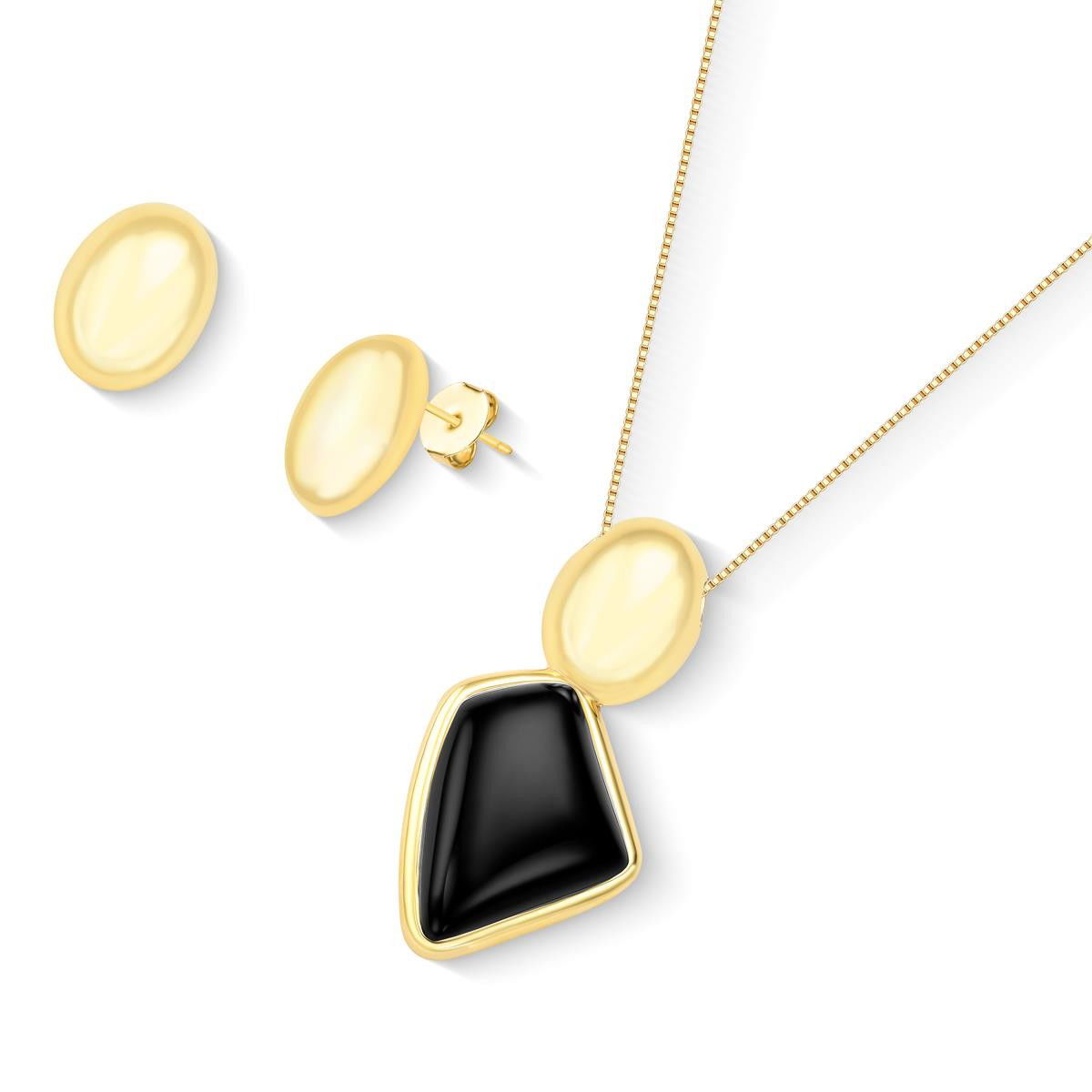 CONJUNTO FOLHEADO A OURO