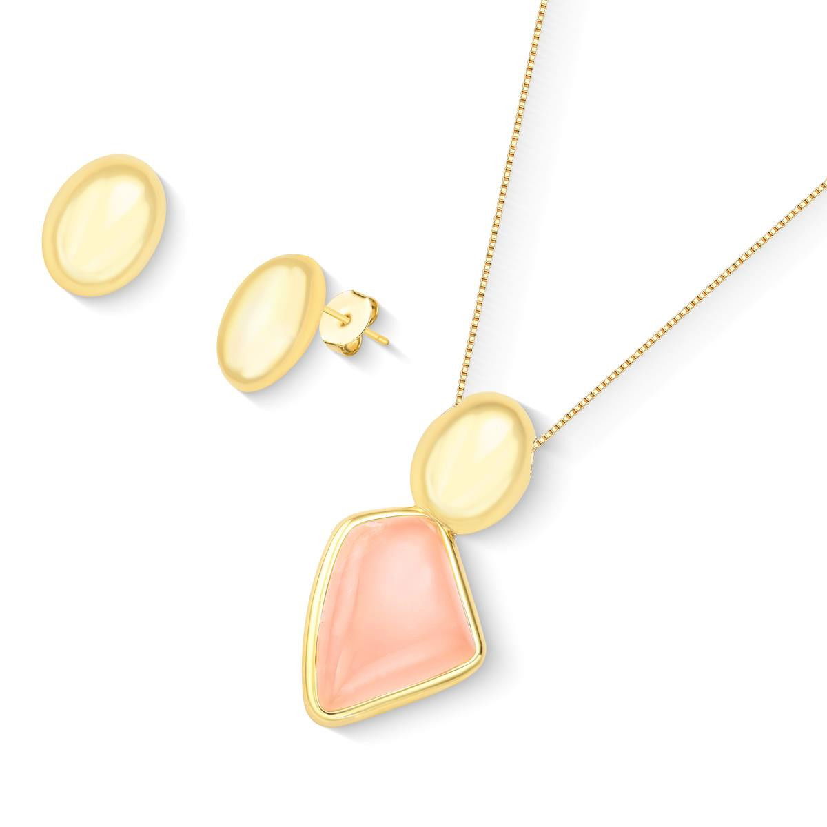 CONJUNTO FOLHEADO A OURO