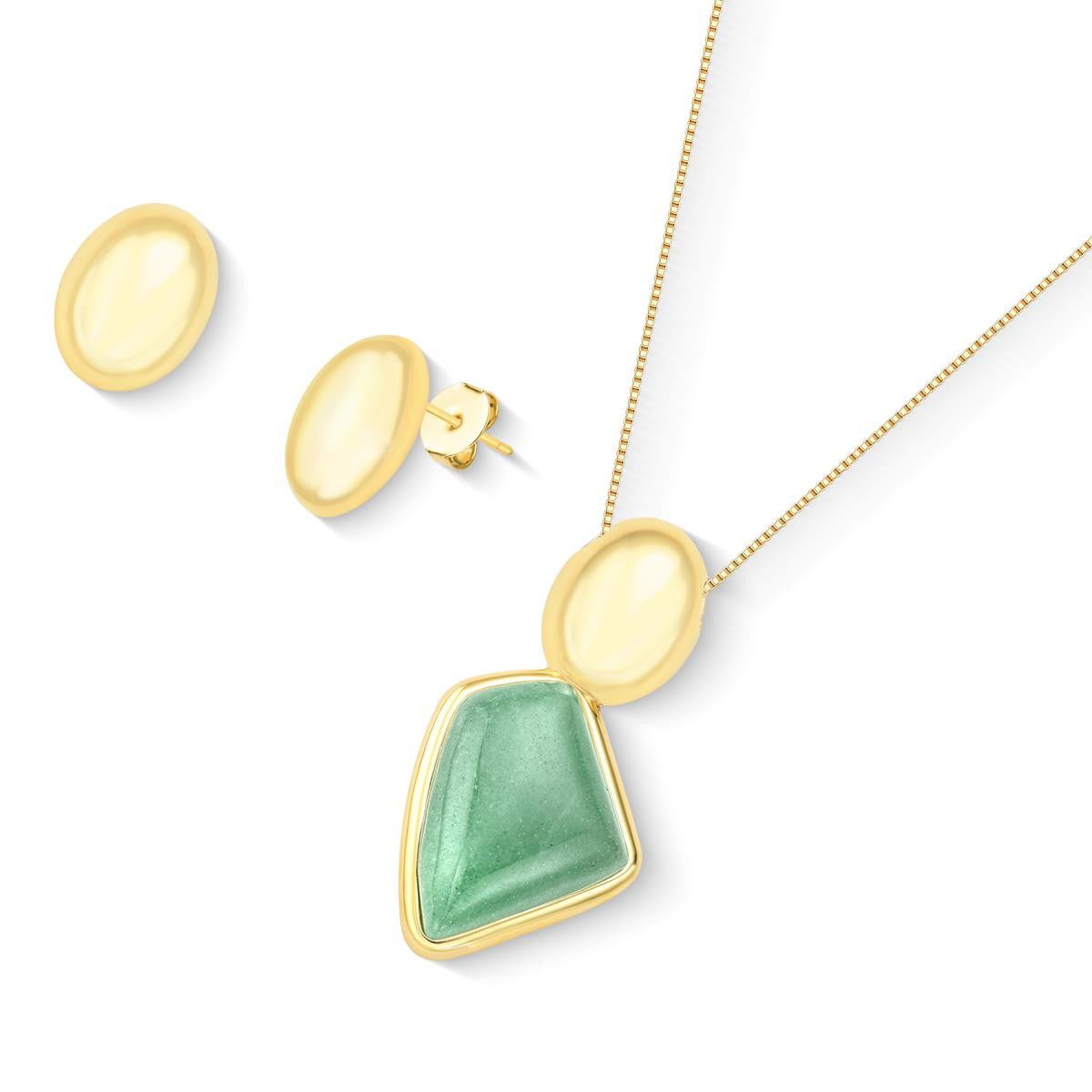 CONJUNTO FOLHEADO A OURO