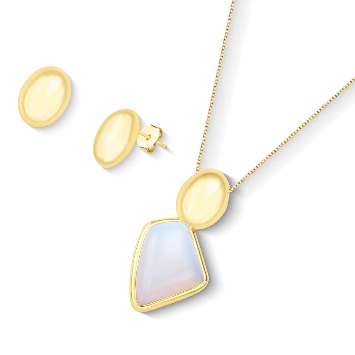 CONJUNTO FOLHEADO A OURO