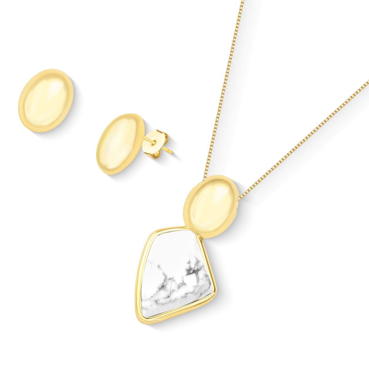 CONJUNTO FOLHEADO A OURO