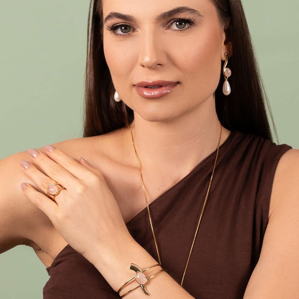 CONJUNTO FOLHEADO A OURO