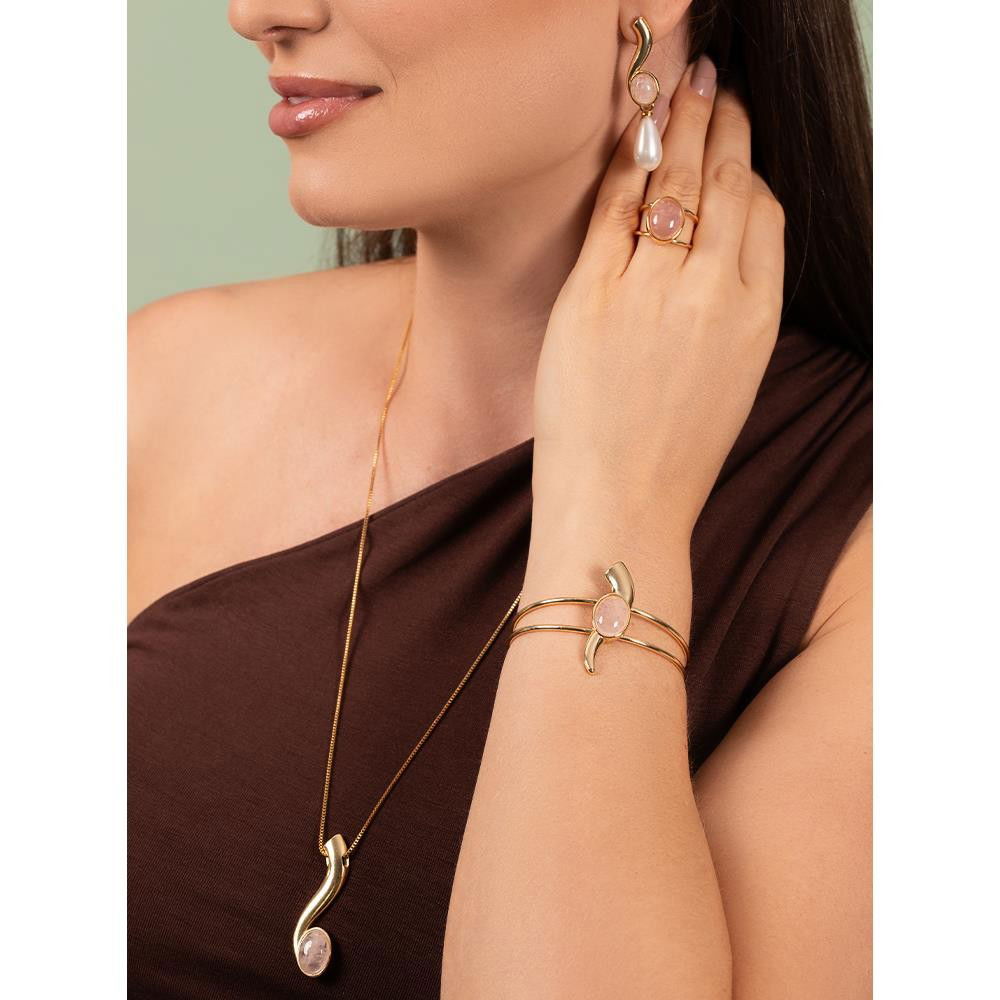 CONJUNTO FOLHEADO A OURO