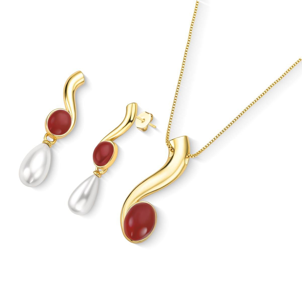 CONJUNTO FOLHEADO A OURO