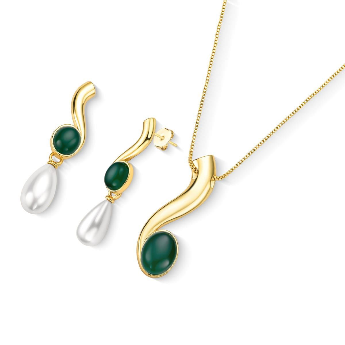 CONJUNTO FOLHEADO A OURO