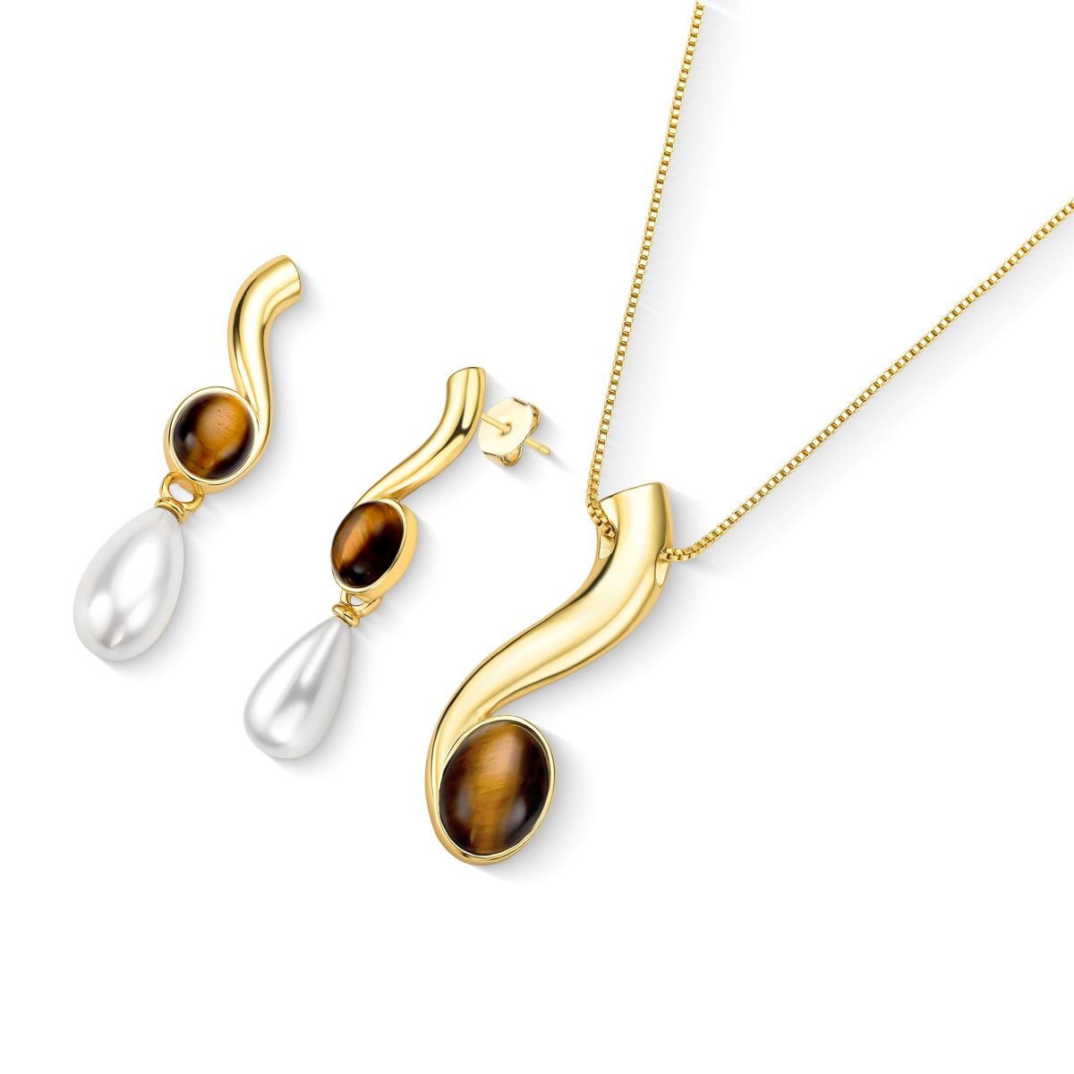 CONJUNTO FOLHEADO A OURO