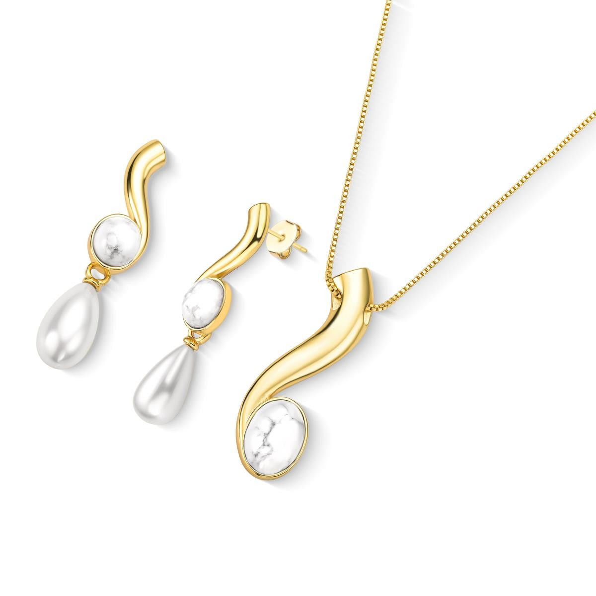 CONJUNTO FOLHEADO A OURO