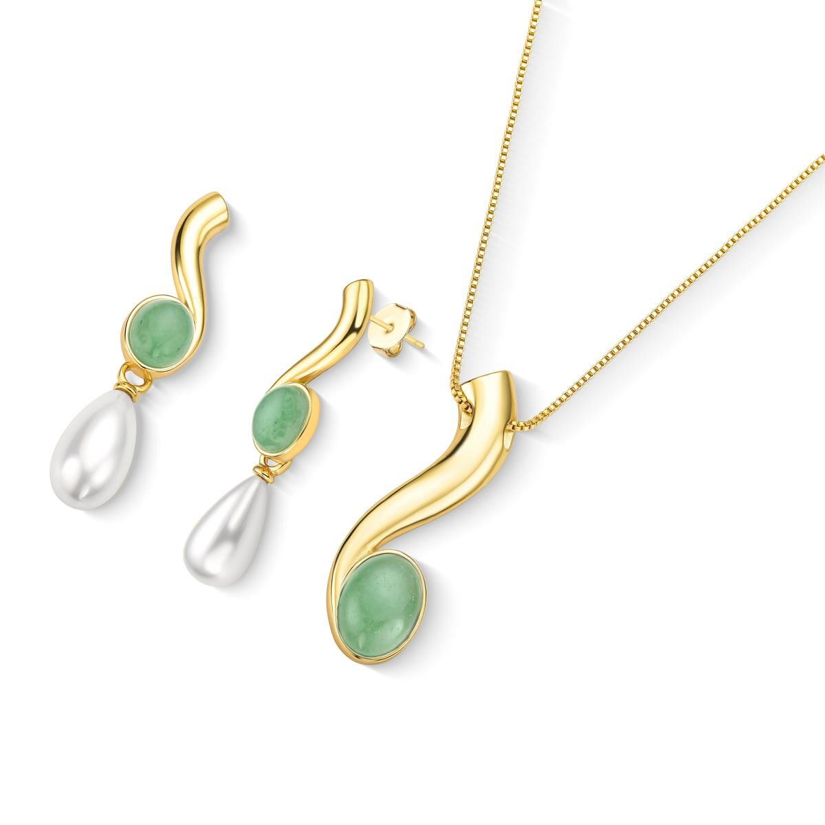 CONJUNTO FOLHEADO A OURO