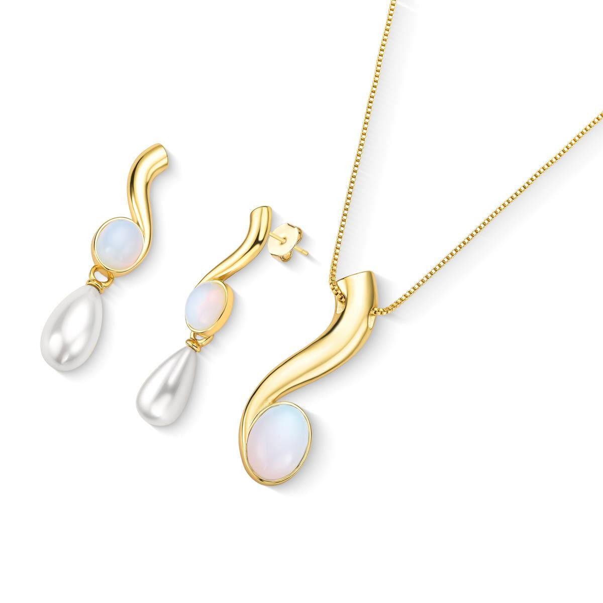 CONJUNTO FOLHEADO A OURO