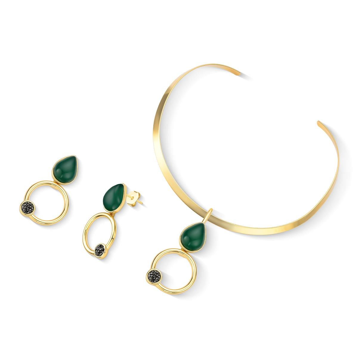 CONJUNTO FOLHEADO A OURO