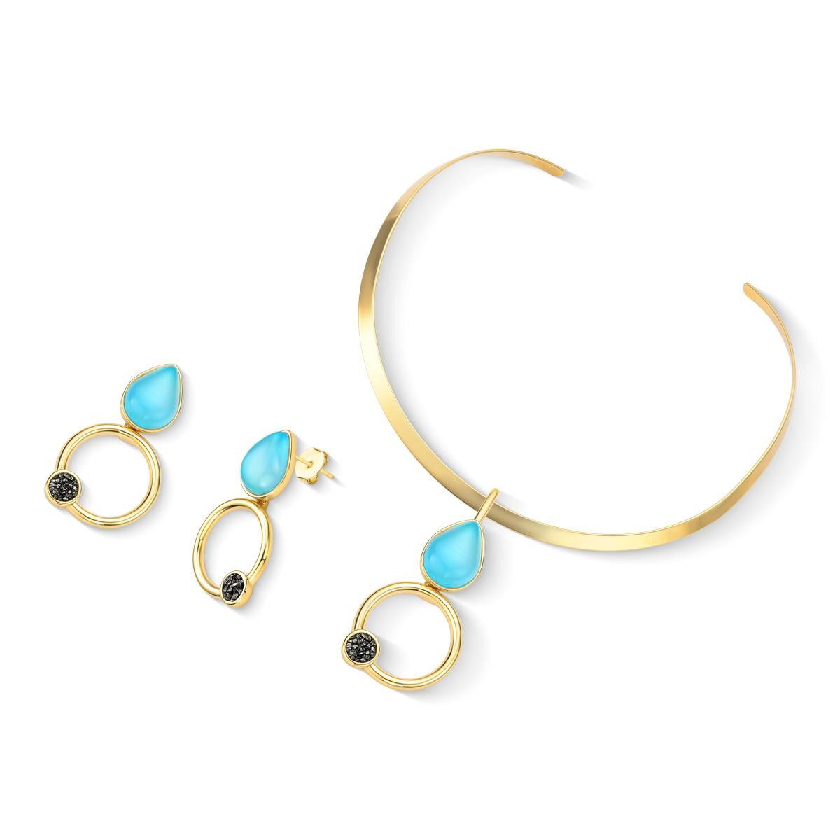 CONJUNTO FOLHEADO A OURO