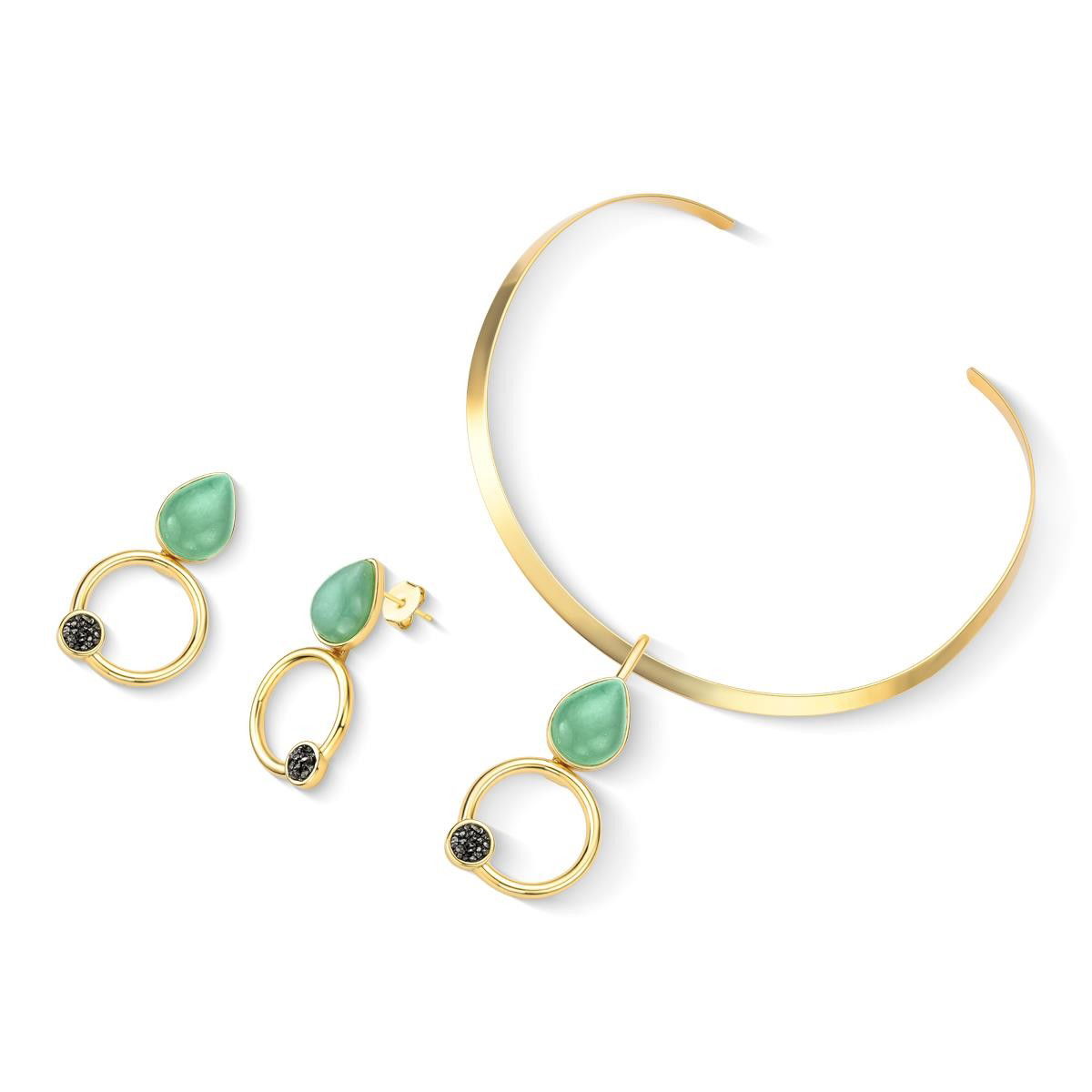 CONJUNTO FOLHEADO A OURO