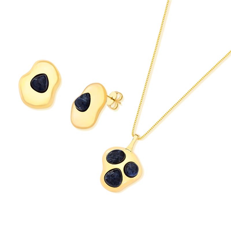 CONJUNTO FOLHEADO A OURO