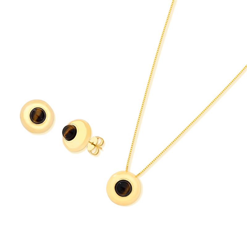 CONJUNTO FOLHEADO A OURO