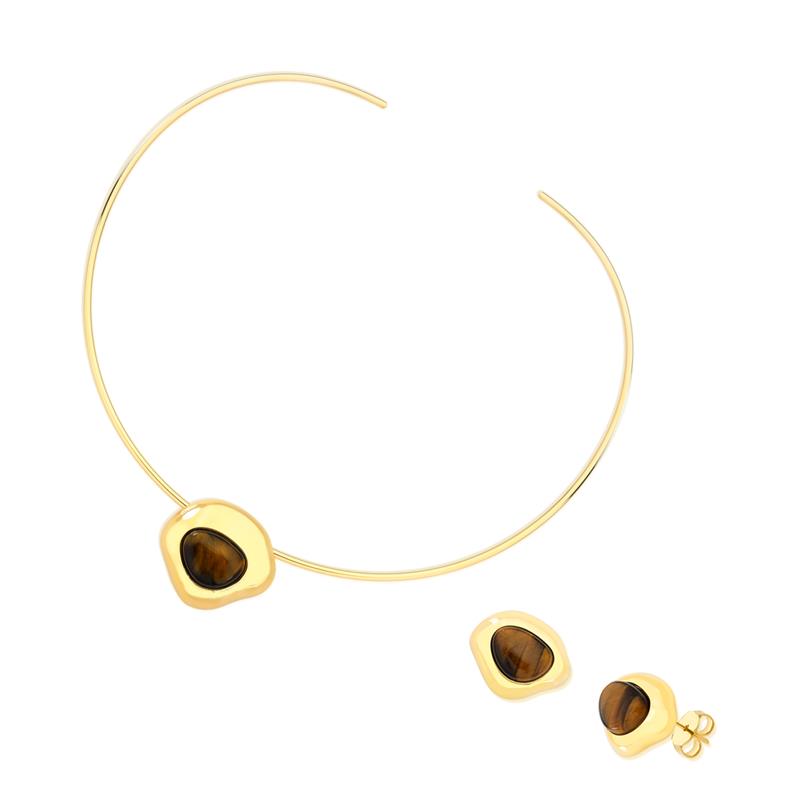 CONJUNTO FOLHEADO A OURO