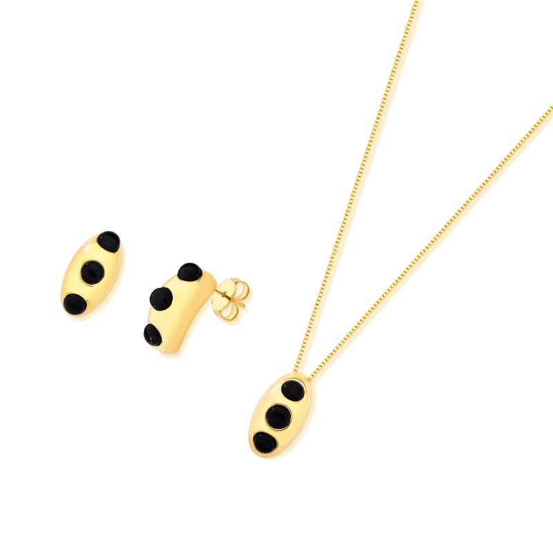 CONJUNTO FOLHEADO A OURO