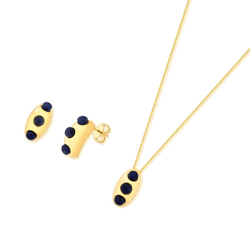 CONJUNTO FOLHEADO A OURO