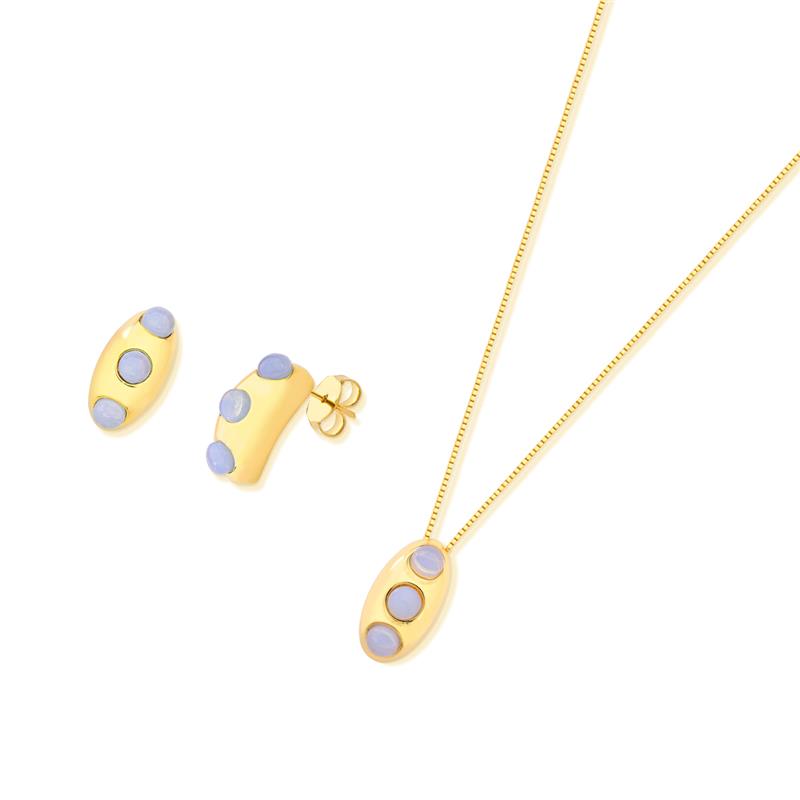 CONJUNTO FOLHEADO A OURO